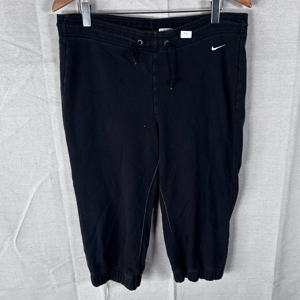 VTG Nike Athletic Mens Black Cropped Sweatpants Jogger Capri Pants Size Medium